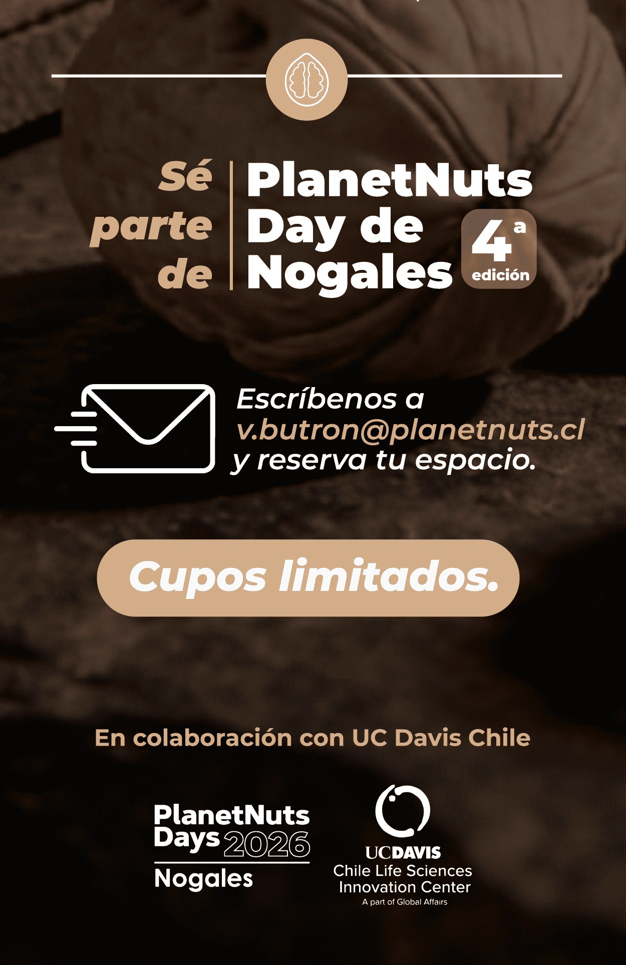 Sé parte de PlanetNuts Day de Nogales. Escríbenos a v.butron@planetnuts.cl
